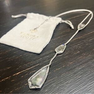 Kendra Scott Charlotte Black Mother of Pearl Y Pendant Necklace Silver